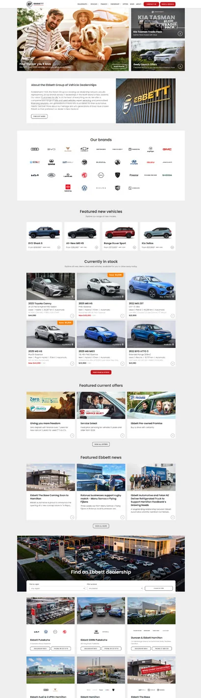 Ebbett Automotive website homepage